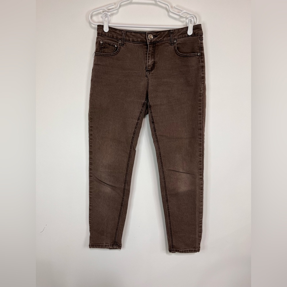 Elegant Brown Skinny Jeans by One 5 One. EUC Size 10